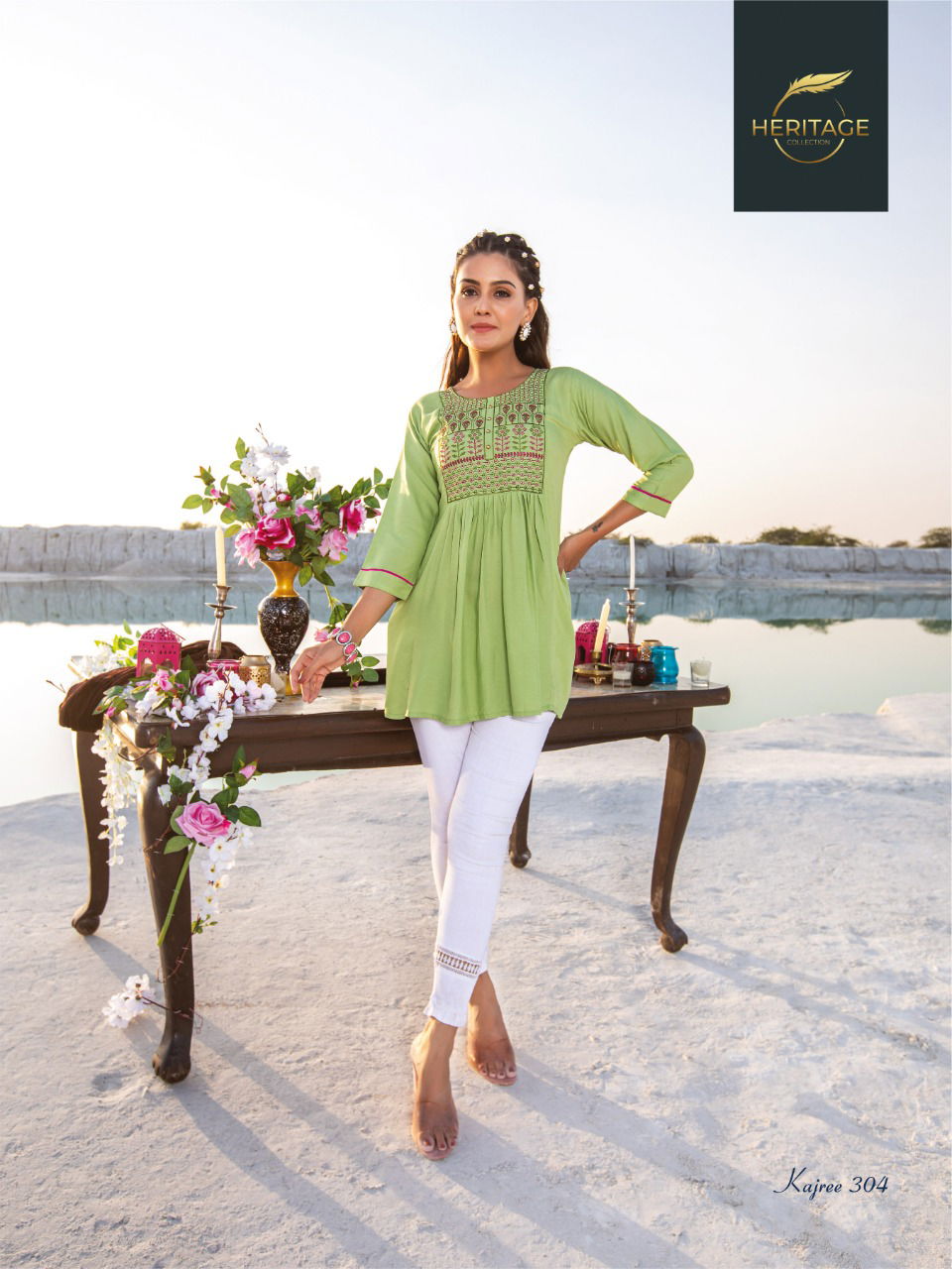 Heritage Kajree Vol 3 Stylish Fancy Wear Wholesale Ladies Top Catalog
